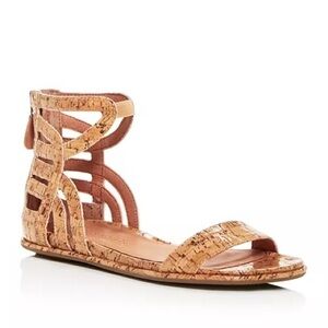 Gentle Souls by Kenneth Cole Larisa Glossy Cork Ankle Strap Sandals Natural 7.5